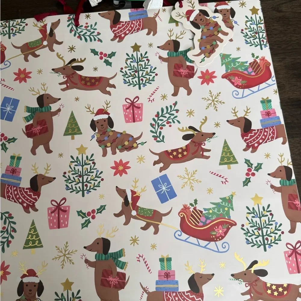 Dachshund Dog 3-pc Christmas Holiday Gift Bags Set